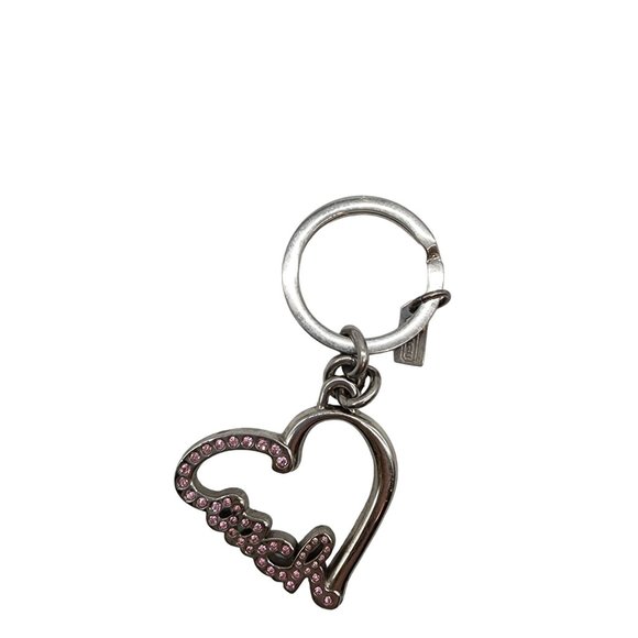 Coach Bags 44 Coach Signature Pave Crystal Script Heart Key Chain
